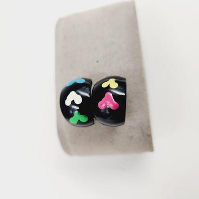 CUTE HEART PAINTED HOOP EARRINGS