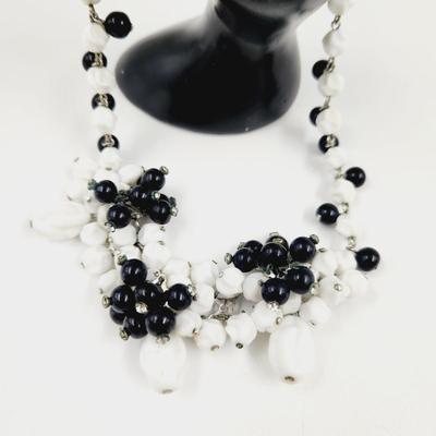 VINTAGE KRAMER OF NEW YORK BLACK & WHITE ECLECTIC NECKLACE