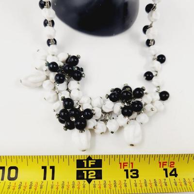 VINTAGE KRAMER OF NEW YORK BLACK & WHITE ECLECTIC NECKLACE