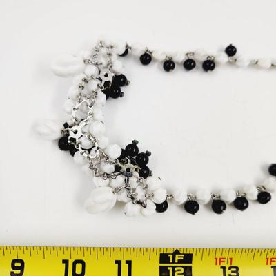 VINTAGE KRAMER OF NEW YORK BLACK & WHITE ECLECTIC NECKLACE