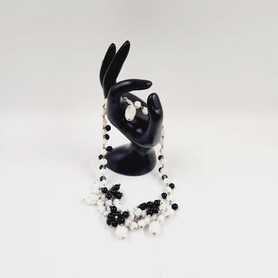 VINTAGE KRAMER OF NEW YORK BLACK & WHITE ECLECTIC NECKLACE