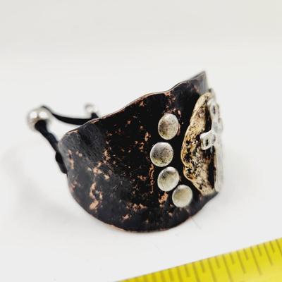 RUSTIC HAMMERED CROSS BRACELET