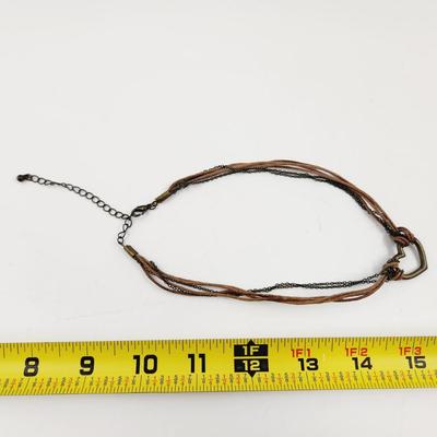 LEATHER & CHAIN HEART NECKLACE