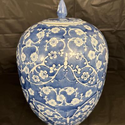 Lot of 3 Vintage Chinese Blue and White Glazed Lidded Vessels