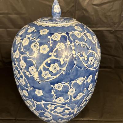 Lot of 3 Vintage Chinese Blue and White Glazed Lidded Vessels