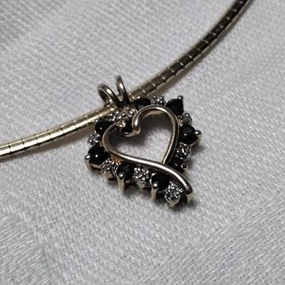 Ross Simons Sapphire And Diamond Heart Gold Vermeil 18" Necklace