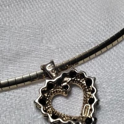 Ross Simons Sapphire And Diamond Heart Gold Vermeil 18" Necklace