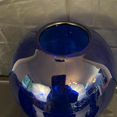 Lot of 6 Cobalt Blue Glass Vases, Bowl, Bottle and Pitcher