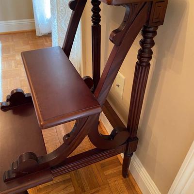 Three-step library ladder, all wood