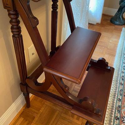 Three-step library ladder, all wood