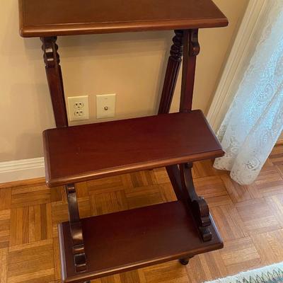 Three-step library ladder, all wood