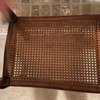 Vintage wood and cane bench
