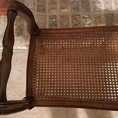 Vintage wood and cane bench