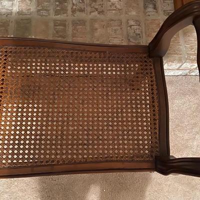 Vintage wood and cane bench