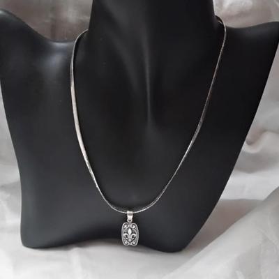 Fleur De Lis Italian Herringbone 925 Necklace