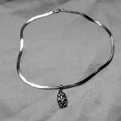 Fleur De Lis Italian Herringbone 925 Necklace