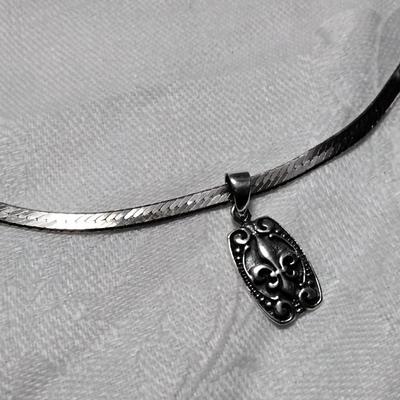 Fleur De Lis Italian Herringbone 925 Necklace