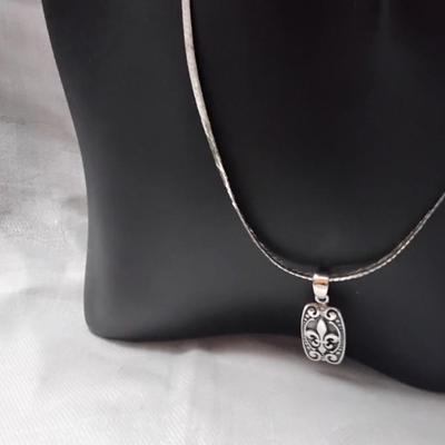 Fleur De Lis Italian Herringbone 925 Necklace