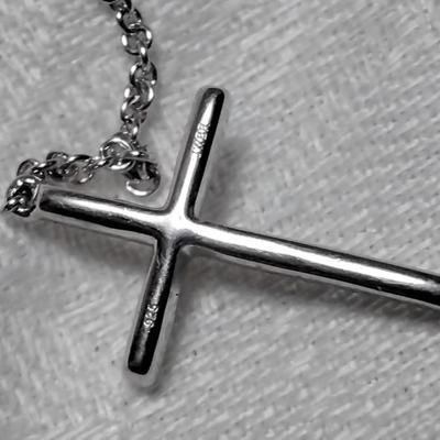 Unique Diamond Slider 925 Cross Necklace (18"-22")
