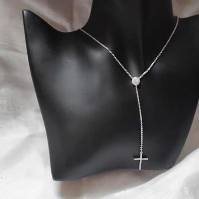 Unique Diamond Slider 925 Cross Necklace (18"-22")