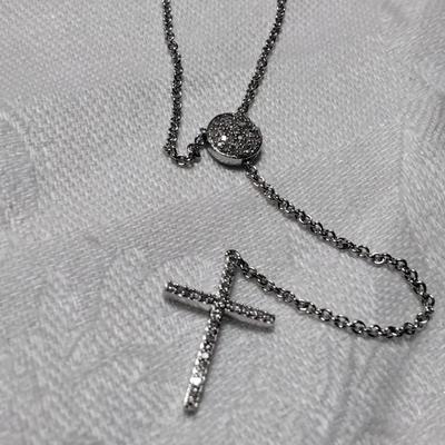 Unique Diamond Slider 925 Cross Necklace (18"-22")