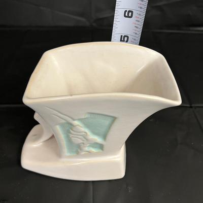 Vintage Roseville U.S.A. 756 Light Blue and White Small Planter or Vase