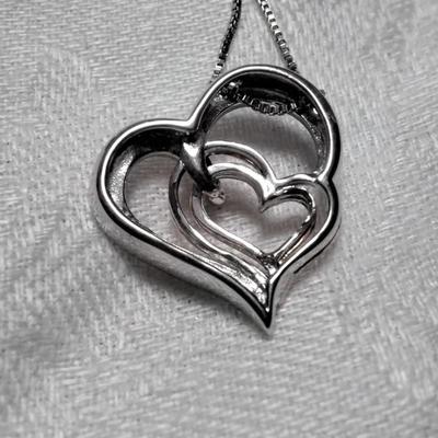 Gorgeous Blue And White Diamond 10kt Rose Gold and 925 18" Necklace