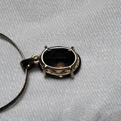 Beautiful Smokey Topaz 16" Gold Vermeil Herringbone Necklace