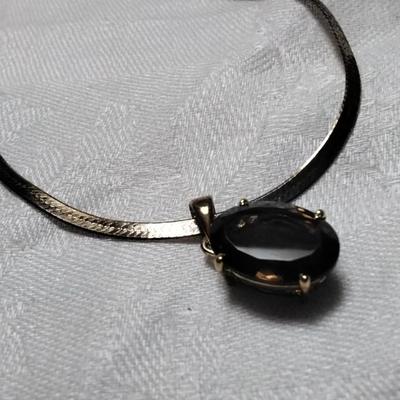 Beautiful Smokey Topaz 16" Gold Vermeil Herringbone Necklace