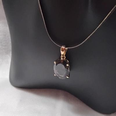 Beautiful Smokey Topaz 16" Gold Vermeil Herringbone Necklace