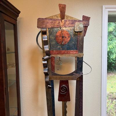 Modern Abstract Art Signed Floor Clock