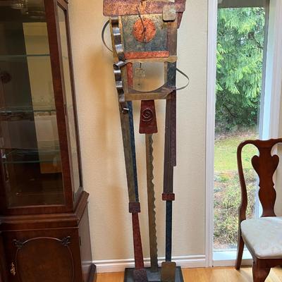 Modern Abstract Art Signed Floor Clock