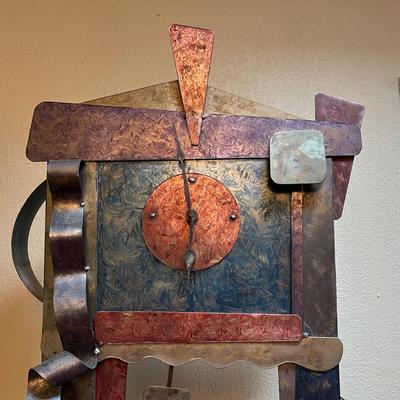 Modern Abstract Art Signed Floor Clock