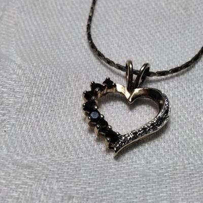 Ross Simons Sapphire And Diamond Heart Gold Vermeil 30" Necklace