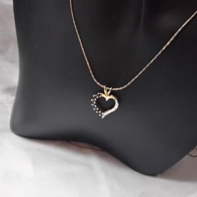 Ross Simons Sapphire And Diamond Heart Gold Vermeil 30" Necklace