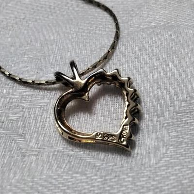 Ross Simons Sapphire And Diamond Heart Gold Vermeil 30" Necklace