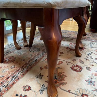 Lot of 6 Wood and Cream Fabric Dining Chairs