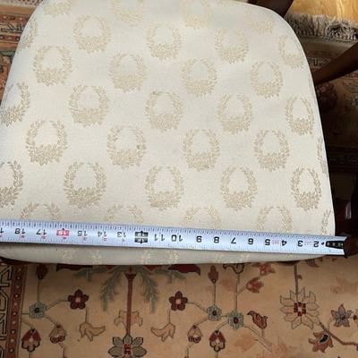 Lot of 6 Wood and Cream Fabric Dining Chairs