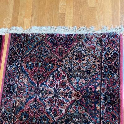 Lot of 2 Antique Art Nouveau 1930s Runner Accent Rugs