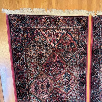 Lot of 2 Antique Art Nouveau 1930s Runner Accent Rugs