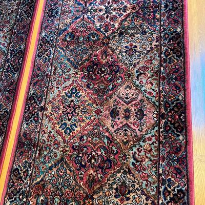 Lot of 2 Antique Art Nouveau 1930s Runner Accent Rugs