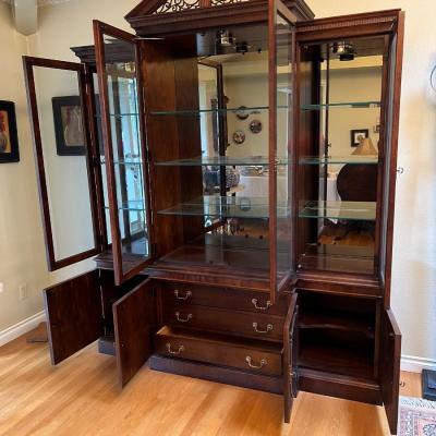 Gorgeous Vintage Century Hickory Wood Lighted Display Cabinet