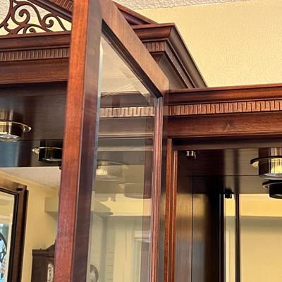 Gorgeous Vintage Century Hickory Wood Lighted Display Cabinet