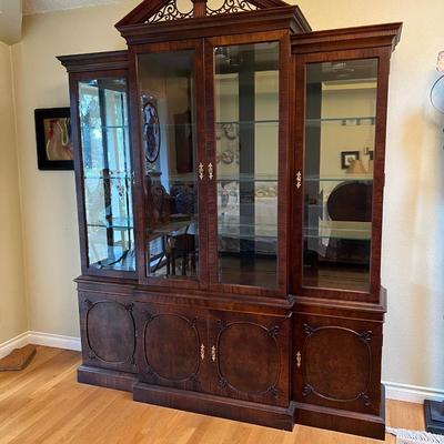 Gorgeous Vintage Century Hickory Wood Lighted Display Cabinet