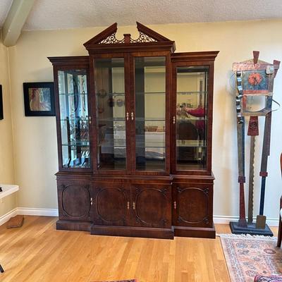Gorgeous Vintage Century Hickory Wood Lighted Display Cabinet