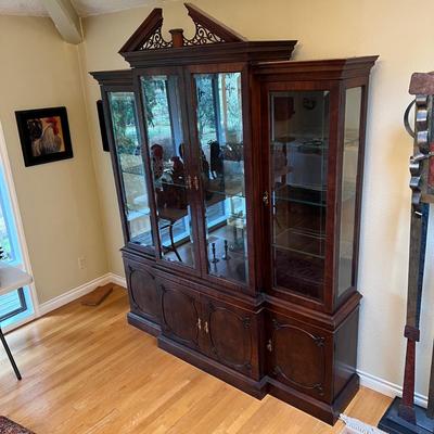 Gorgeous Vintage Century Hickory Wood Lighted Display Cabinet