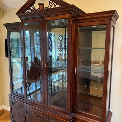 Gorgeous Vintage Century Hickory Wood Lighted Display Cabinet