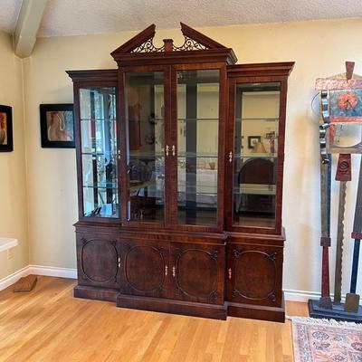Gorgeous Vintage Century Hickory Wood Lighted Display Cabinet