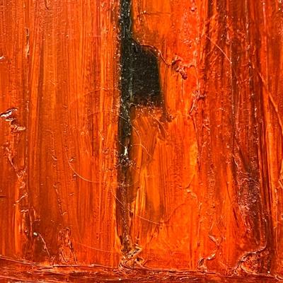Original Signed Midcentury Painting of Red Barn
