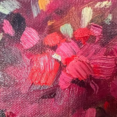 Gorgeous Julie Gilbert Pollard Painting of Spanish Mission Style Arches and Lush Flowers